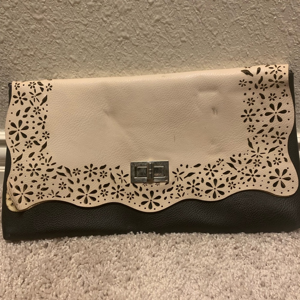 Lace trimmed crossbody bag